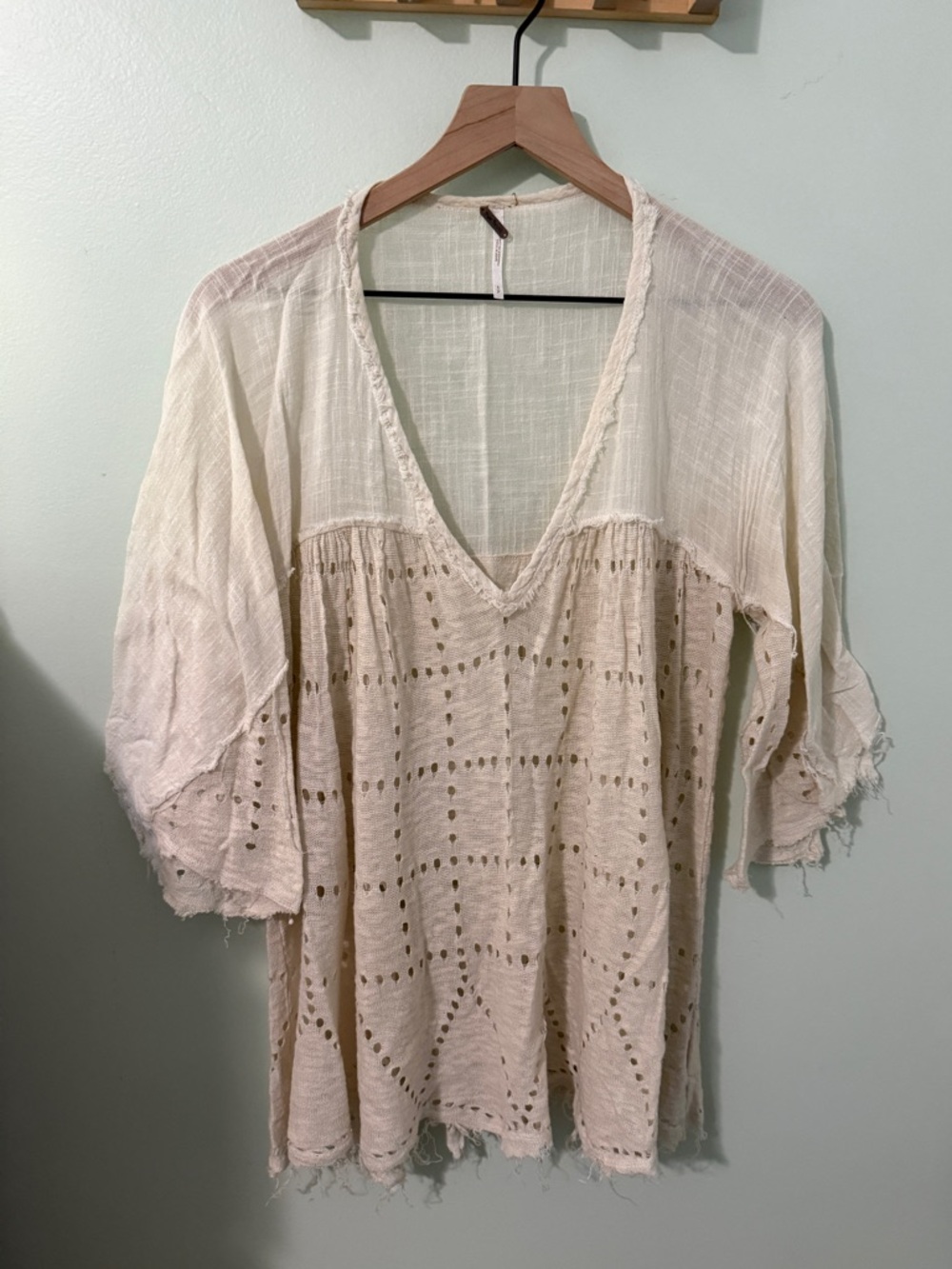 Free People Boho Crochet Panel V-Neck Tunic S